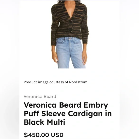Veronica Beard Embry Puff Sleeve Cardigan - Picture 15 of 15